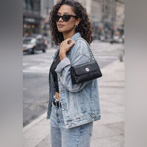 NEW KENNETH COLE Envelope Purse Black Genuine Leather Clutch